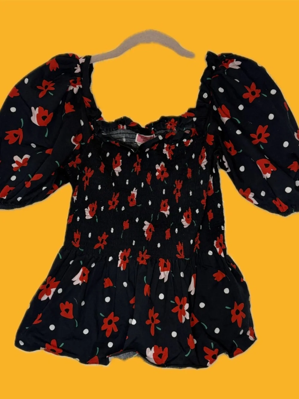 Kate Spade Whimsy Floral Puff Sleeve Top